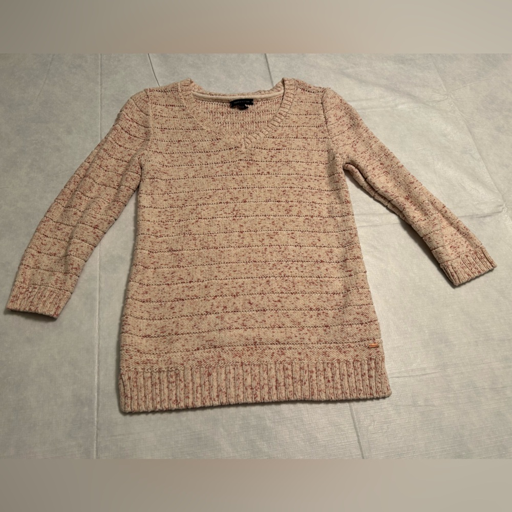 Tommy Hilfiger Speckled Knit Sweater in Cream and Red